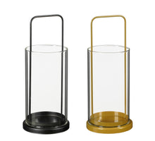 Windlicht schwarz gold 2 assorti PDQ - h25,5xd11cm