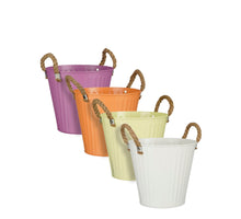 Topf rund rosa aus weiß l.gelb orange 4 sortiert - h15xd16cm - Metall