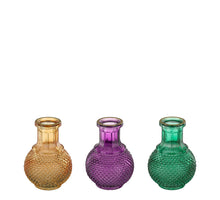Vase Glas grün orange lila 3 sortiert - h11,5xd8,5cm