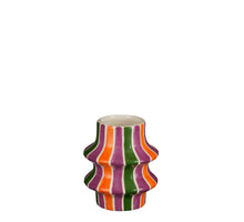 Vase Linien Töpferei lila - h11.5xd9.5cm