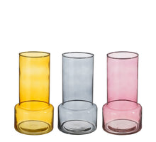 Dela Vase Glas grau orange rot 3 sortiert - h20,5xd10,5cm