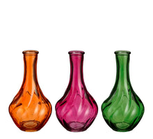 Vase Glas grün orange rosa 3 sortiert - h17xd9cm
