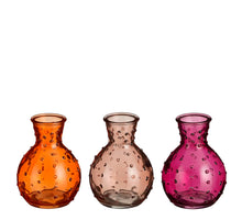 Vase Glas orange l.rosa rosa 3 sortiert - h10xd7cm