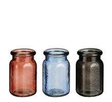 Sally Vase Glas l.rosa blau schwarz 3 sortiert - h14xd8cm