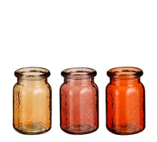 Sally Vase Glas l.braun l. rosa orange 3 sortiert - h14xd8cm