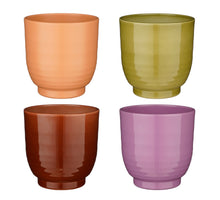 Lisa Topf rund grün lila braun lachs 4 sortiert - h13,5xd13,5cm