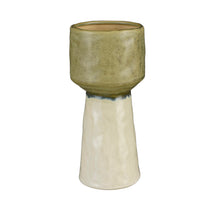 Vase Steingut ecru grün - h24.5xd11.5cm