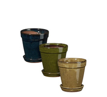 Madrid Topf rund creme d.grün d.blau 3-fach sortiert - H11,5xT11,5cm