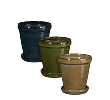 Madrid Topf rund creme d.grün d.blau 3-fach sortiert - H17xT16cm