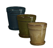 Madrid Topf rund creme d.grün d.blau 3-fach sortiert - H24xD22cm