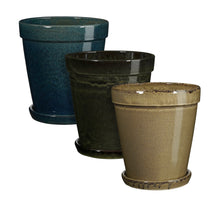 Madrid Topf rund creme d. grün d. blau 3-fach sortiert - H33xT30cm