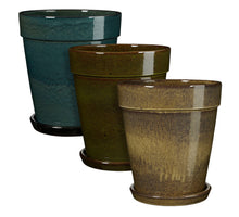 Madrid Topf rund creme dunkelgrün dunkelblau 3-fach sortiert – H44xB38cm