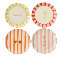 Speiseteller gelb rosa orange rot 4-fach sortiert – H2,5xT26,5cm