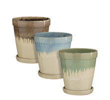 Madrid Topf rund hellblau braun mintgrün 3-fach sortiert - H33xT30cm