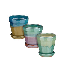 Madrid Topf rund lila petrolblau 3-fach sortiert - h11,5xt11,5cm