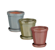Madrid Topf rund mattrosa grau grün 3-fach sortiert - h17xd16cm