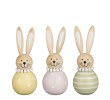 Deko-Hase gelb grün rosa 3-fach sortiert - h17xd6cm