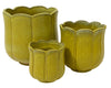 Set a 3 Blossom planter terracotta klei licht geel 42cm x 42
