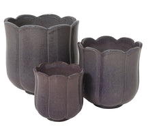 Set aus 3 Übertöpfen 'Blossom' Terrakotta Ton lila 42cm x 42.5cm