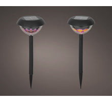 Solar-Erdspießleuchte Kunststoff, Dauerlicht, schwarz/warmweiß, 11 cm x 21,5 cm, 2-fach sortiert