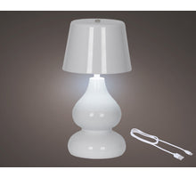 LED Akku-Tischleuchte Eisen stabil innen weiß/warmweiß Ø 13 cm H 26 cm