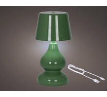 LED wiederaufladbare Tischleuchte Eisen stabil innen grün/warmweiß D.13cm H.26cm