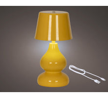 LED-Akkutischleuchte Eisen stabil innen orange/warmweiß D.13cm H.26cm