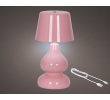 LED Akku-Tischlampe Eisen stabil innen rosa/warmweiß D.13cm H.26cm