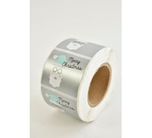 Rol etiket Merry Christmas (kerstbal) 500 stuks