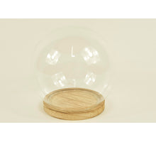 GLASGLOCKE D13X14H AUF HOLZSOCKEL NATUR