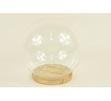 GLASBALLEN-GLOCKE D15X15H AUF HOLZSOCKEL NATUR