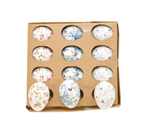SET/12 HANING-EIER 6CM BLUMEN-MIX