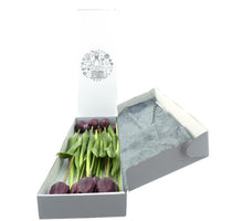 Real Touch Tulpe Sally x12 aubergine 46cm im Geschenkkarton