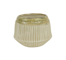 Keramiktopf glasiert D17,3x12,5 cm creme/weiß