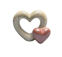 HEART DECO CERAMIC 9,5H WHITE/PINK