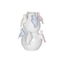 VASE CERAMIC 27H WHITE/BIRDS