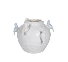 VASE CERAMIC D31X24,5H WHITE BIRDS