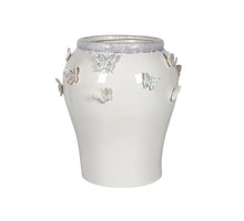 VASE CERAMIC D36X43H WHITE BUTTERFLY