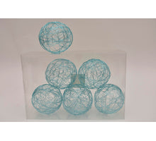 Metalldrahtball 10 cm 6 Stück. blau