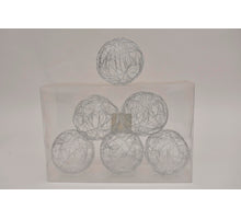 Metalldrahtball 10 cm 6 Stück. Silber