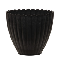 Topf mit gewelltem Rand, grau, D16 H13cm