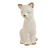 Katze Dolomit 10x9x18cm Weiß