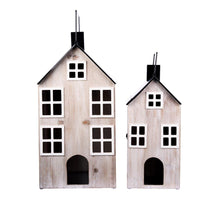 SET MIT 2 HOLZ-LATERNEHÄUSERN 34x33x66CM