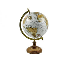 WERELDBOL OP VOET 20CM WIT