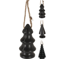 Hängedeko Weihnachtsbaum Mangoholz D4,5 H9,5cm Schwarz 3er Set