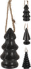 Hängedeko Weihnachtsbaum Mangoholz D4,5 H9,5cm Schwarz 3er Set