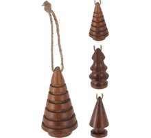Hängedeko Weihnachtsbaum Mangoholz D4,5 H9,5cm braun 3er Set