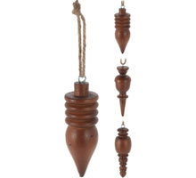 Hängedeko-Ornament aus Mangoholz, D4 H10cm, braun, 3er-Set