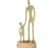 SKULPTUR MANN UND KIND ALUMINIUM 10X5X24CM GOLD