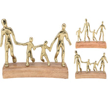 SKULPTUR FAMILIE ALUMINIUM 24X9X23CM GOLD 2-FACH SORTIERT